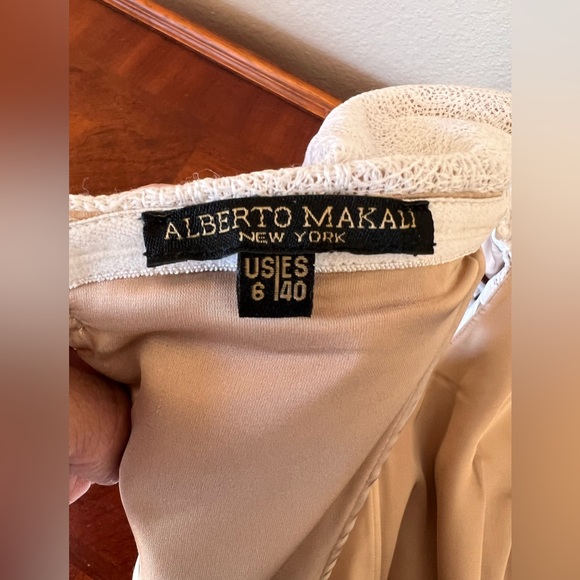 Alberto Makali Cream Off The Shoulder Sheer Lace Dress Size 6 - Picture 4 of 15